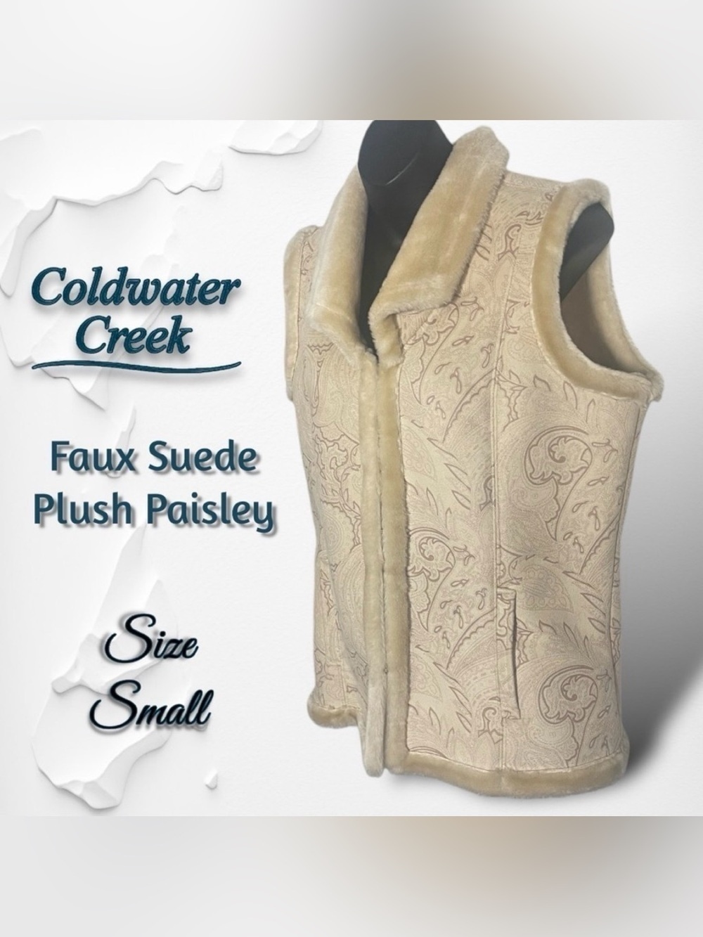 Coldwater Creek Faux Suede Vest Size Small Light Beige